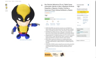 Peluche Wolverine X-Men 14x8x20 cm por $76 | Amazon