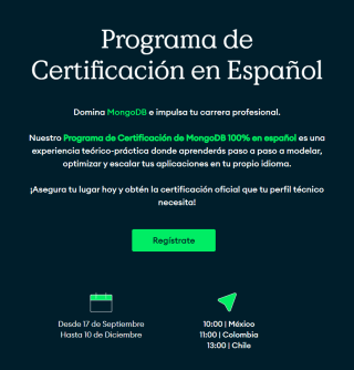Voucher Gratis para Certificación Oficial de MongoDB en MongoDB
