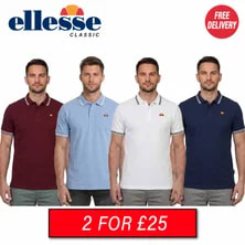 Ellesse Dioran Tipped Polo Shirts ONLY £25 For 2 + free next day delivery with code