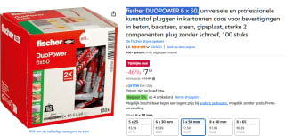 Fischer DUOPOWER 6X50 100 St voor €7,59 bij Amazon