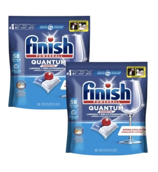 2 Bolsas 116 Finish Pack Lavavajillas Powerball Quantum All in 1 Essential por 18.01€