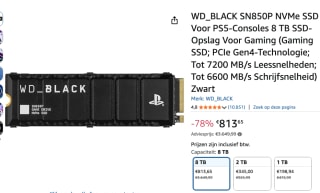 WD_BLACK SN850P NVMe SSD Voor PS5-Consoles 8 TB voor €813,65 bij Amazon