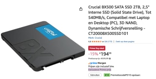 Crucial BX500 2 TB SSD voor €184,99 dmv code bij Amazon