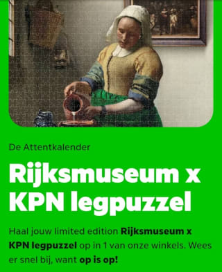 Gratis Rijksmuseum x KPN Legpuzzel "het melkmeisje" voor KPN klanten