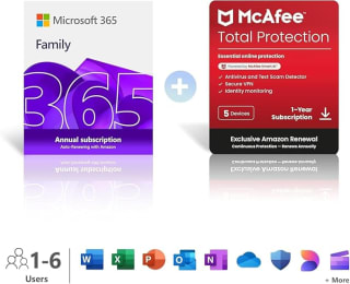 Microsoft 365 family 1 jaar + McAfee Total Protection voor €17 bij Amazon
