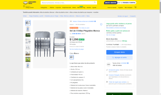 Set 4 Sillas Plegables Siena por $1,298 | Oferta Mercado Libre