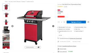 Parrilla de Gas 2 Quemadores Mr Beef por $2,220 | Sodimac