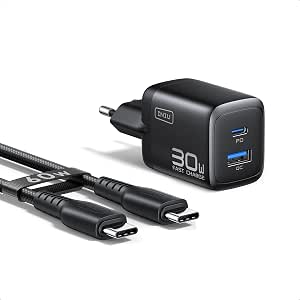 INIU Cargador USB C, 30W PD GAN Cargador Carga Rápida y Cable 60W por 10.99€