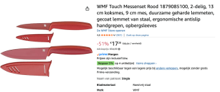 WMF Touch - Messenset 2-delig - Rood voor €17,28 bij Amazon