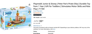 PLAYMOBIL Junior & Disney Piratenschip Peter Pans voor €20 bij Amazon