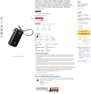 Anker 3-en-1 Power Bank 10,000mAh por $599 | Oferta Amazon