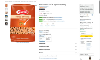 Pasta Barilla Fusilli Trigo Entero 400g por $12 | Oferta Amazon