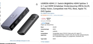 UGREEN HDMI 2.1 Switch 8K voor €33,38 bij Amazon