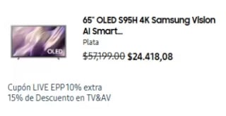Samsung QN65S95H 65" OLED S95H 4K (2026) por $24,418