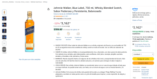 Johnnie Walker Blue Label 750ml por $3,162 en Amazon