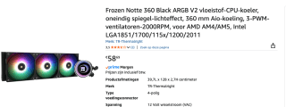 Thermalright Frozen Notte 360 Black Argb V2 waterkoeler voor €58,69 bij Amazon