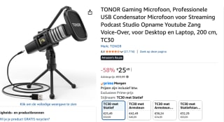 TONOR USB Microfoon, PC Condensatormicofoon voor €25,49 bij Amazon