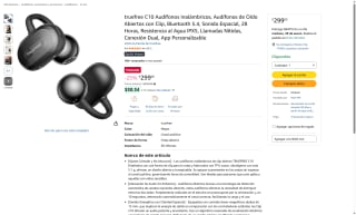Audífonos TRUEFREE C10 Clip Oído Abierto 5.1g por $299 | Amazon