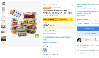Recipientes 24 pz herméticos de almacenamiento de cocina por $189 en Mercado Libre