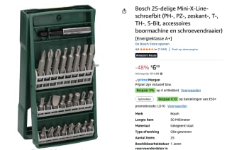 Bosch 25-delige Mini-X-Line-schroefbit set voor €6,09 bij Amazon