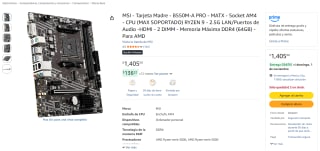 MSI B550M-A PRO placa madre por $1,405 en Amazon