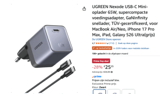 UGREEN Nexode USB-C Mini-oplader 65W, voor €25,25 bij Amazon