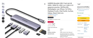 UGREEN USB-C multiadapter voor €14,99
