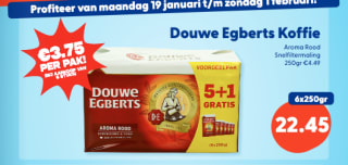 6 keer 250 gram Douwe Egberts Aroma Rood Snelfiltermaling voor €22,45 bij die grenze