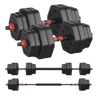 Songmics juego de mancuernas con barra de conexión 30 kg hexagonal negro por 34,21€