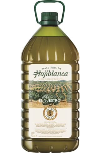 Garrafa 5 litros Maestros Hojiblanca El Nuestro aceite oliva virgen extra por 19.95€