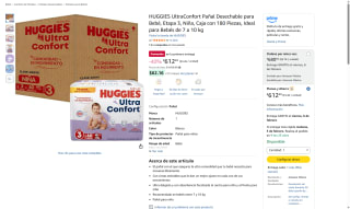 HUGGIES UltraConfort Pañal Etapa 3 Niñas 180u por $612 | Amazon