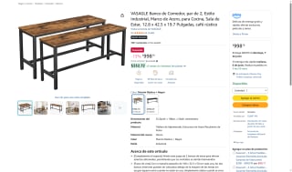 Banco Comedor VASAGLE por $998 | Oferta Amazon