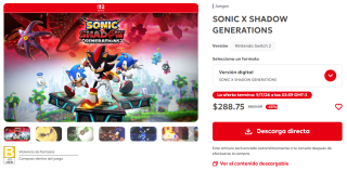 Sonic X Shadow Generations por $289 | Oferta Nintendo eShop