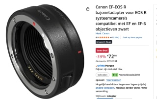 Canon EF-EOS R Lens Mount AV / voor €62,98 dmv code bij Amazon