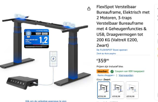 FlexiSpot Verstelbaar Bureauframe voor €279,99 bij Amazon