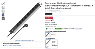 Brennenstuhl Alu-Line 8-voudig voor 17,31 euro