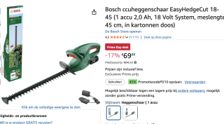 Bosch ccuheggenschaar EasyHedgeCut 18-45 voor €69,99 met Amazon prime