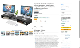 Soporte Monitor Doble Nivel Negro por $382 | Amazon