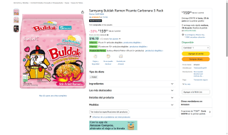 Samyang Buldak Ramen Carbonara 5pzs por $159 | Oferta Amazon