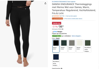 DANISH ENDURANCE Regular Functionele broek 'Merino' voor €36,94 bij Amazon