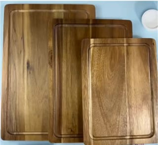 Juego de 3 tablas de cortar de madera de acacia, tamaños grande/mediano/pequeño 7.32€