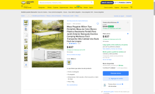 Mesa Plegable 180cm Blanco por $837 | Oferta Mercado Libre