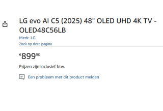 LG OLED48C56LB 4K TV (2025) voor €899,90 bij Amazon