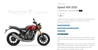 Motocicleta Triumph Speed 400 por $109,990 en Triumph