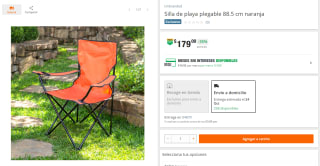 Silla de playa plegable 88.5 cm por $179 en The Home Depot México