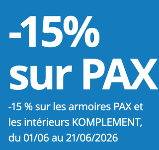 15% korting op Pax en Komplement bij Ikea in Belgie