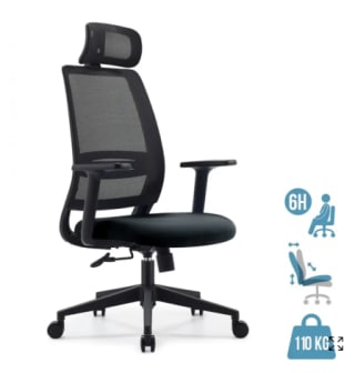 Fauteuil de bureau OPEN - accoudoirs réglables - appuie-tête réglable - noir à 119€
