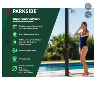 Douche solaire Parkside - 35L à 109€
