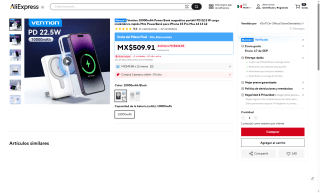Power Bank Vention 10000mAh por $270 | AliExpress