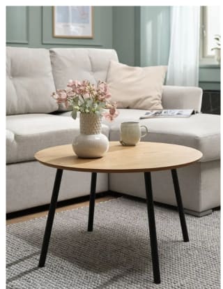 Mesa de centro NYBO Ø70 color roble cálido/negro por 25€